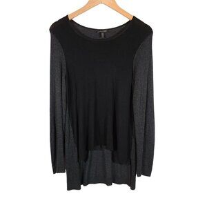 Eileen‎ Fisher Black Front Gray Long Sleeve Tunic Hi Low Viscose Small